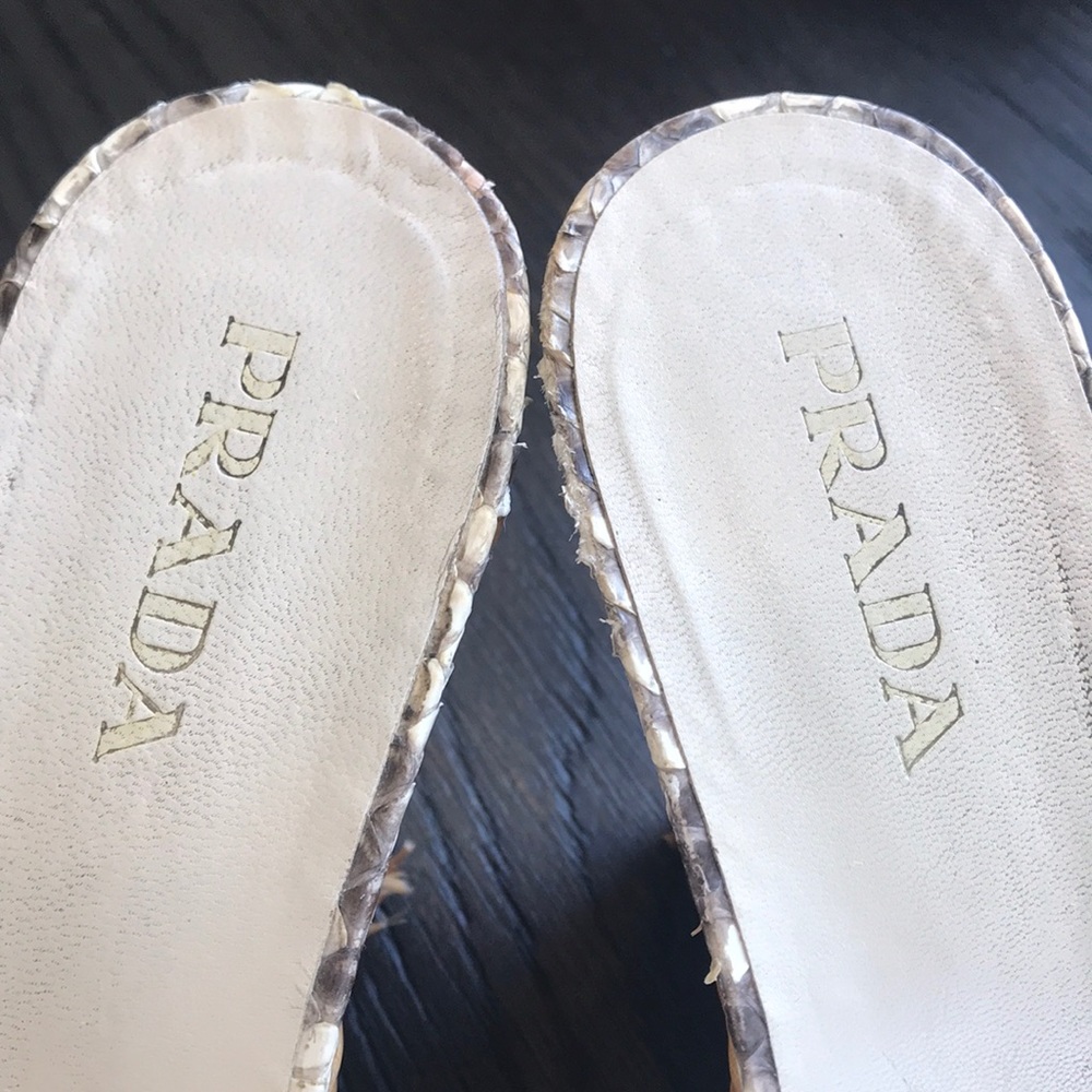 Prada Snakeskin High Heel Wedge Slides - image 2